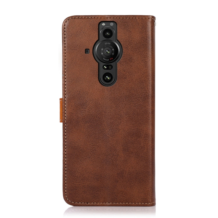 For Sony Xperia Pro-I KHAZNEH Dual-color Cowhide Texture Horizontal Flip Leather Phone Case with Holder & Card Slots & Wallet & Photo Frame