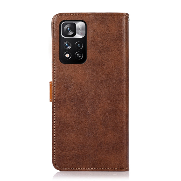 For Xiaomi Redmi Note 11 Pro KHAZNEH Dual-color Cowhide Texture Horizontal Flip Leather Phone Case with Holder & Card Slots & Wallet & Photo Frame