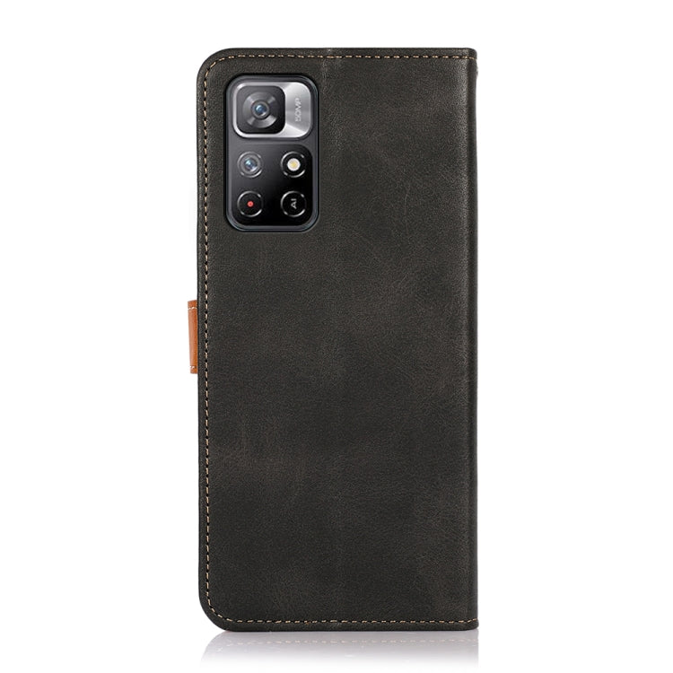 For Xiaomi Redmi Note 11 5G CN Version KHAZNEH Dual-color Cowhide Texture Horizontal Flip Leather Phone Case with Holder & Card Slots & Wallet & Photo Frame