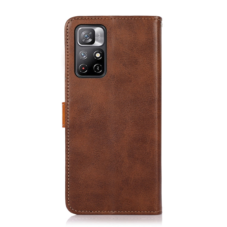 For Xiaomi Redmi Note 11 5G CN Version KHAZNEH Dual-color Cowhide Texture Horizontal Flip Leather Phone Case with Holder & Card Slots & Wallet & Photo Frame