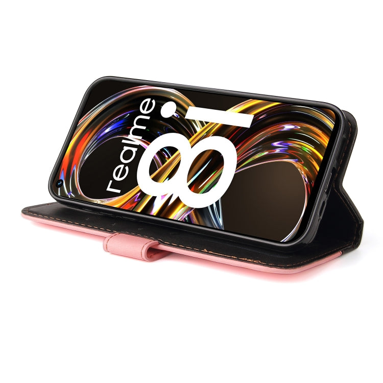 For OPPO Realme 8i Business Stitching-Color Horizontal Flip PU Leather Phone Case