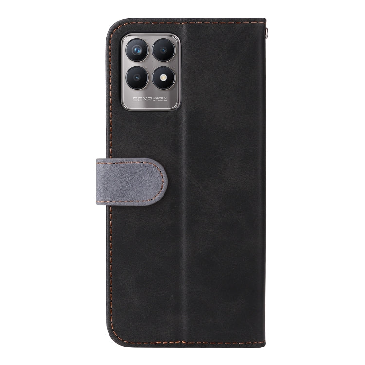 For OPPO Realme 8i Business Stitching-Color Horizontal Flip PU Leather Phone Case