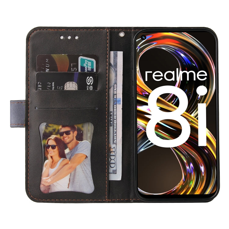 For OPPO Realme 8i Business Stitching-Color Horizontal Flip PU Leather Phone Case