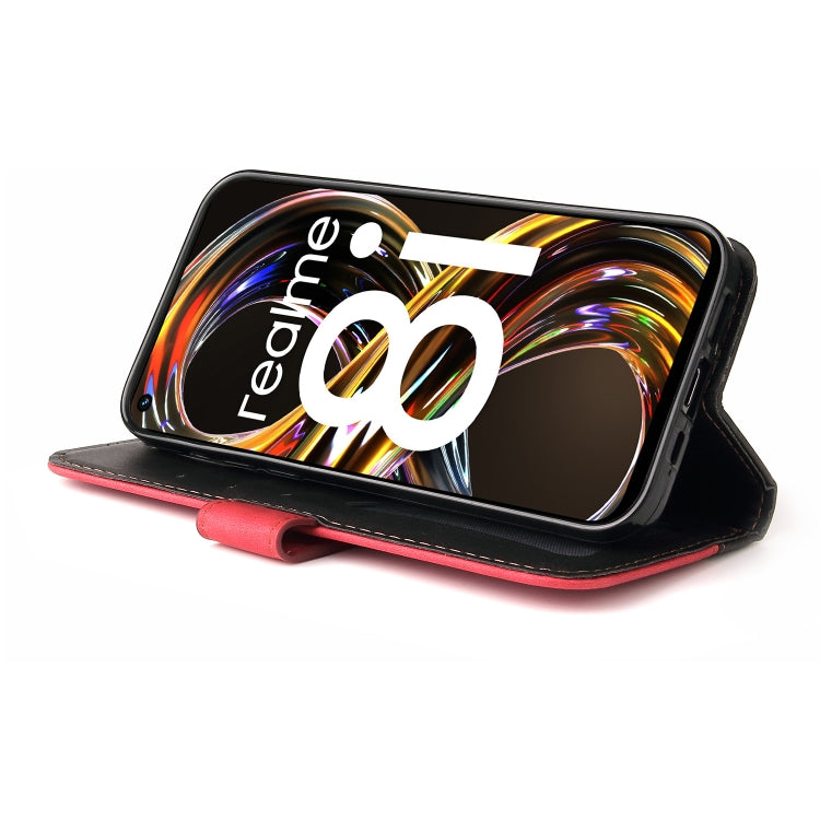 For OPPO Realme 8i Business Stitching-Color Horizontal Flip PU Leather Phone Case