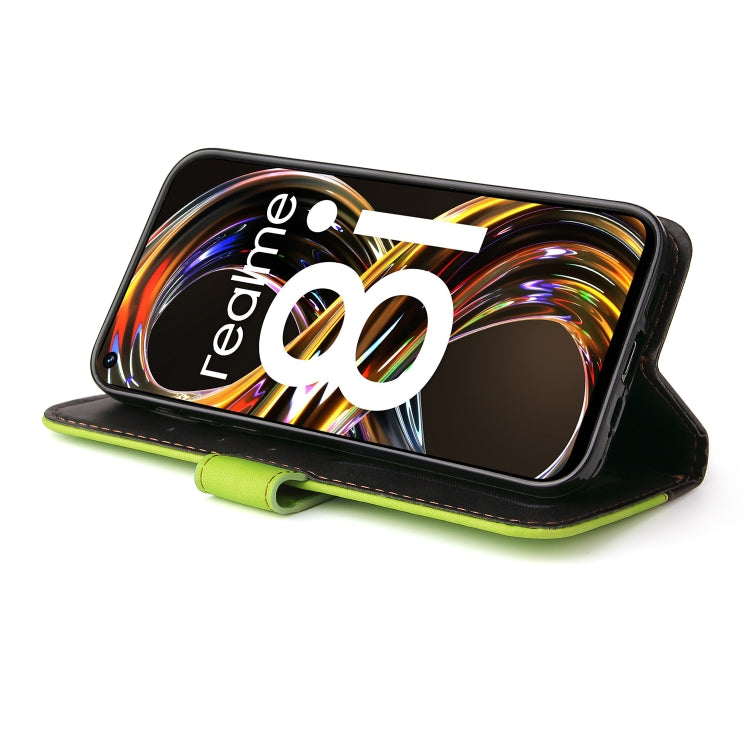 For OPPO Realme 8i Business Stitching-Color Horizontal Flip PU Leather Phone Case