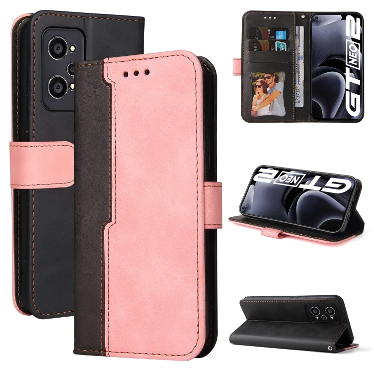For OPPO Realme GT Neo2 Business Stitching-Color Horizontal Flip PU Leather Phone Case