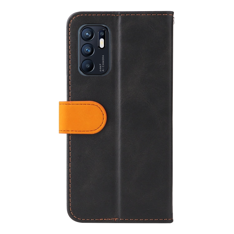 For OPPO Reno6 4G Business Stitching-Color Horizontal Flip PU Leather Phone Case