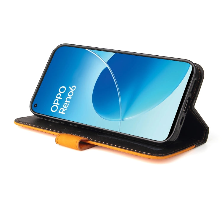 For OPPO Reno6 4G Business Stitching-Color Horizontal Flip PU Leather Phone Case