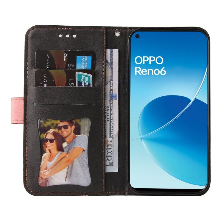 For OPPO Reno6 4G Business Stitching-Color Horizontal Flip PU Leather Phone Case