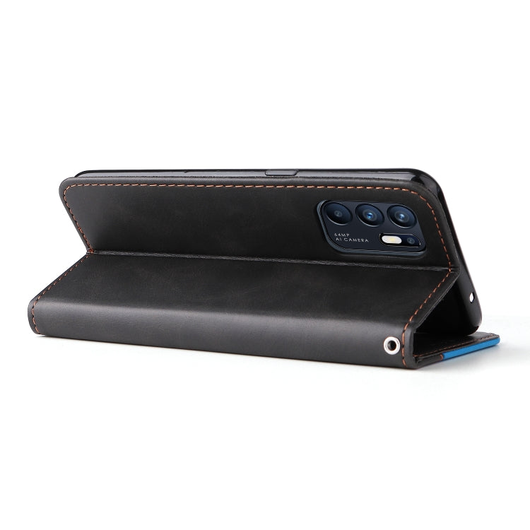 For OPPO Reno6 4G Business Stitching-Color Horizontal Flip PU Leather Phone Case