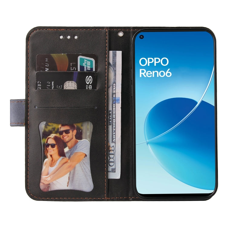 For OPPO Reno6 4G Business Stitching-Color Horizontal Flip PU Leather Phone Case
