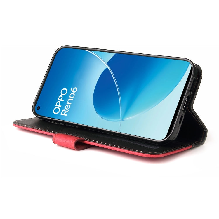 For OPPO Reno6 4G Business Stitching-Color Horizontal Flip PU Leather Phone Case