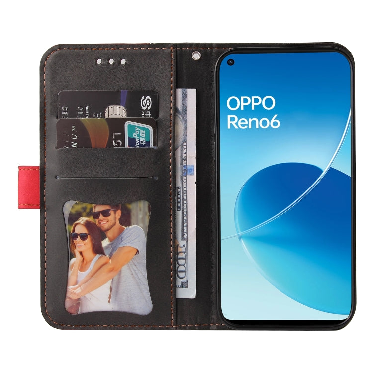 For OPPO Reno6 4G Business Stitching-Color Horizontal Flip PU Leather Phone Case