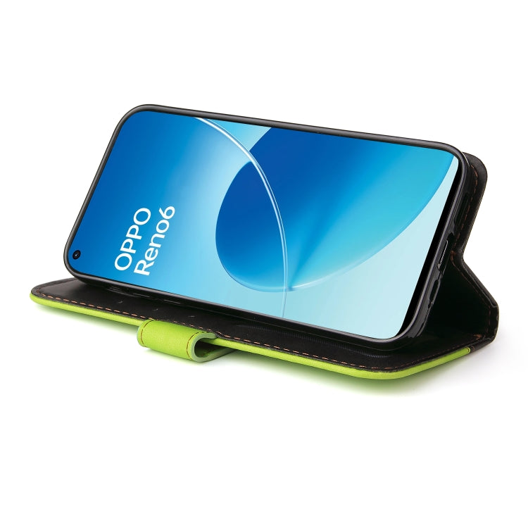For OPPO Reno6 4G Business Stitching-Color Horizontal Flip PU Leather Phone Case