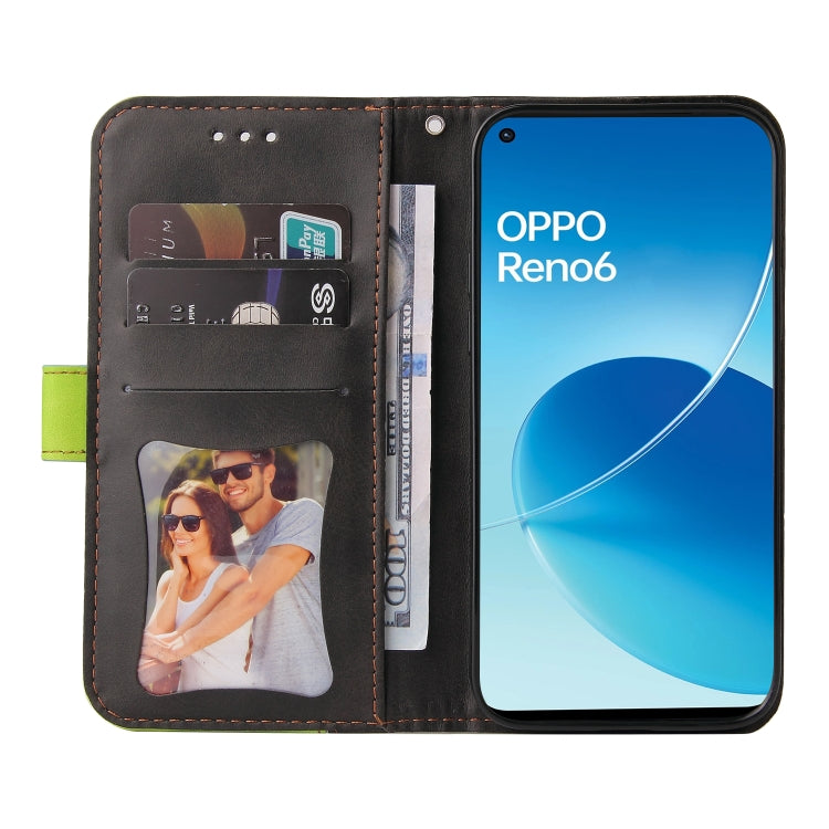 For OPPO Reno6 4G Business Stitching-Color Horizontal Flip PU Leather Phone Case