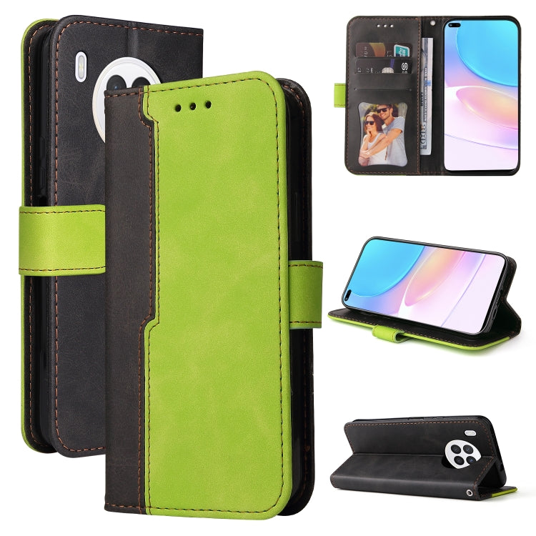For Huawei nova 8i / Honor 50 Lite 5G Business Stitching-Color Horizontal Flip PU Leather Phone Case