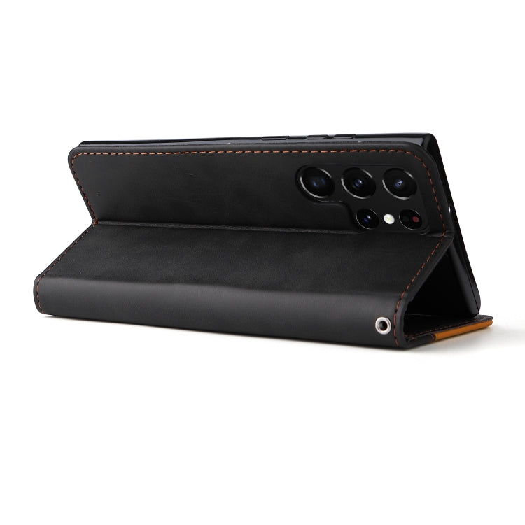 For Samsung Galaxy S22 UItra 5G Business Stitching-Color Horizontal Flip PU Leather Phone Case