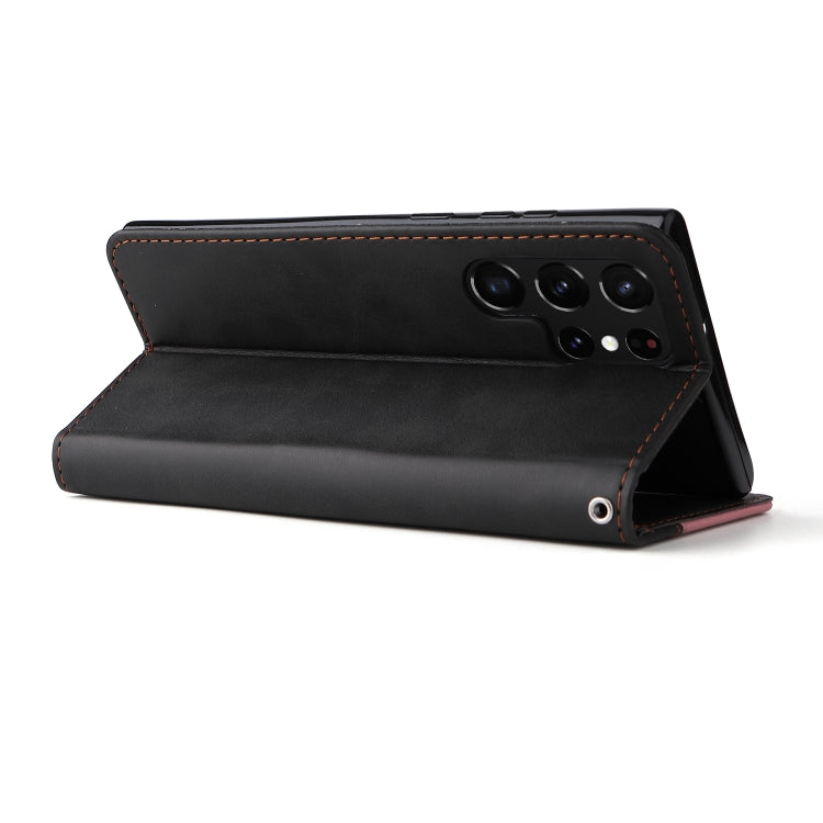 For Samsung Galaxy S22 UItra 5G Business Stitching-Color Horizontal Flip PU Leather Phone Case