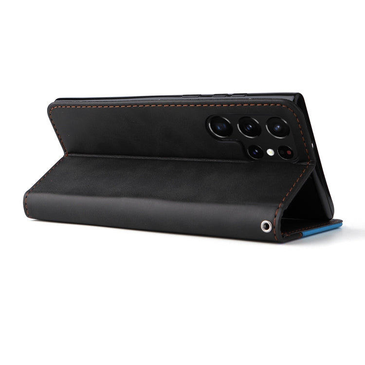 For Samsung Galaxy S22 UItra 5G Business Stitching-Color Horizontal Flip PU Leather Phone Case