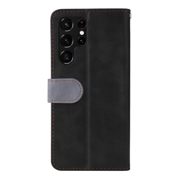 For Samsung Galaxy S22 UItra 5G Business Stitching-Color Horizontal Flip PU Leather Phone Case