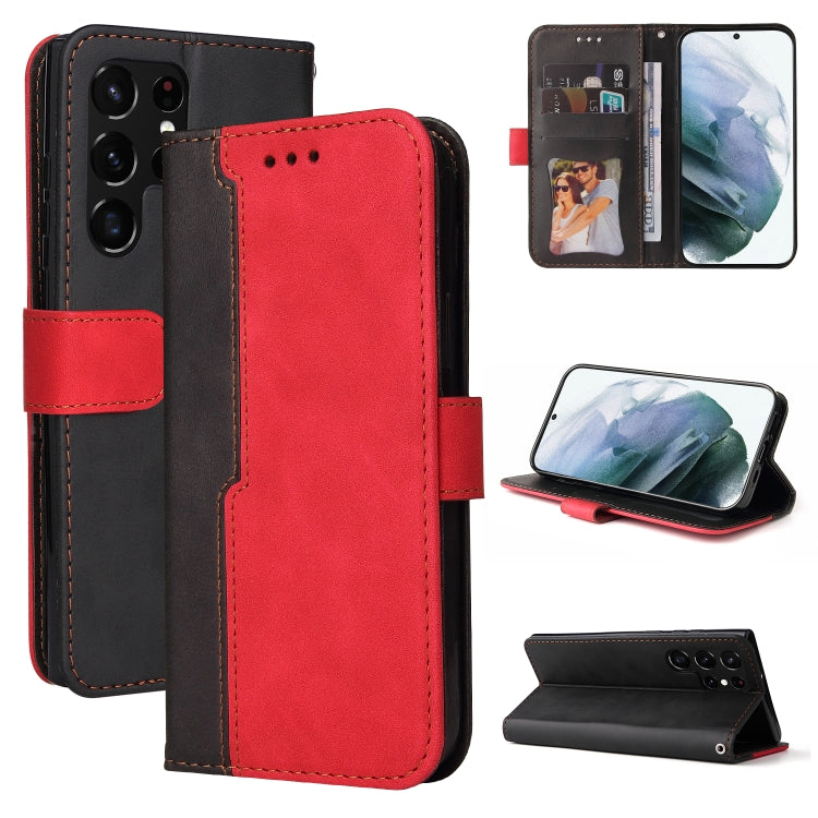 For Samsung Galaxy S22 UItra 5G Business Stitching-Color Horizontal Flip PU Leather Phone Case