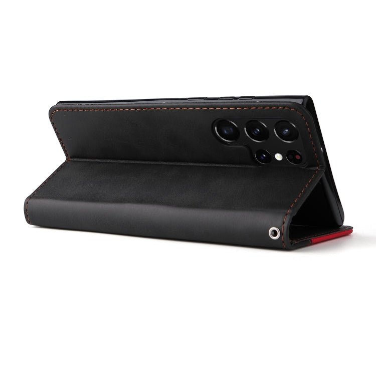 For Samsung Galaxy S22 UItra 5G Business Stitching-Color Horizontal Flip PU Leather Phone Case