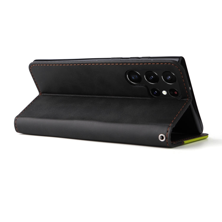 For Samsung Galaxy S22 UItra 5G Business Stitching-Color Horizontal Flip PU Leather Phone Case