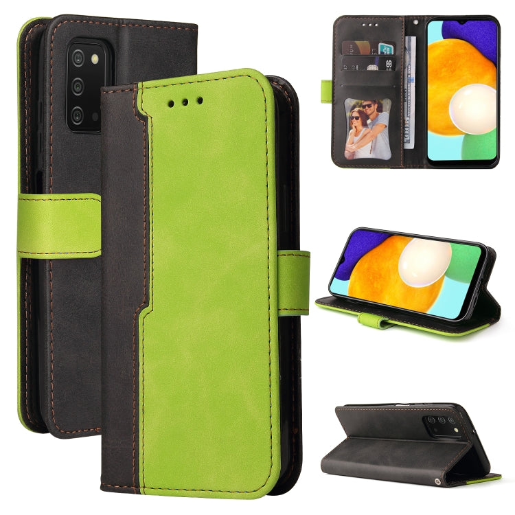 For Samsung Galaxy A03s 164mm Business Stitching-Color Horizontal Flip PU Leather Phone Case