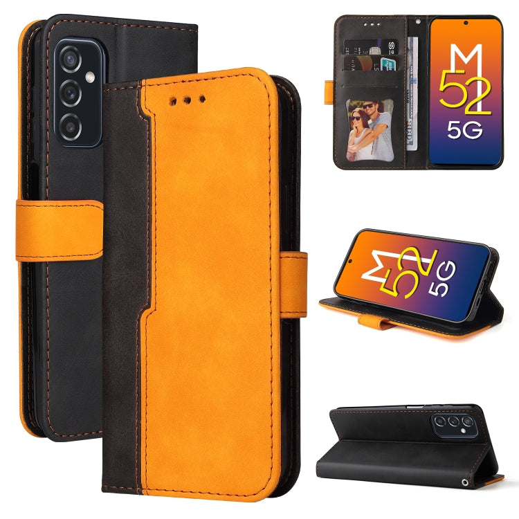 For Samsung Galaxy M52 5G Business Stitching-Color Horizontal Flip PU Leather Phone Case