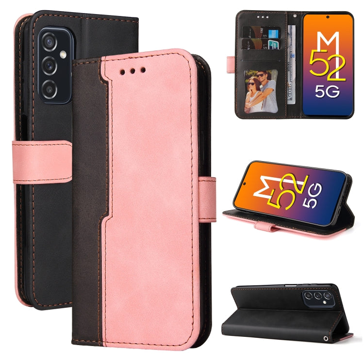 For Samsung Galaxy M52 5G Business Stitching-Color Horizontal Flip PU Leather Phone Case