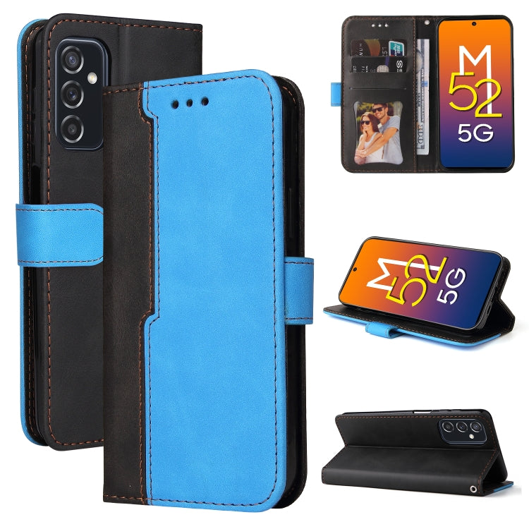 For Samsung Galaxy M52 5G Business Stitching-Color Horizontal Flip PU Leather Phone Case