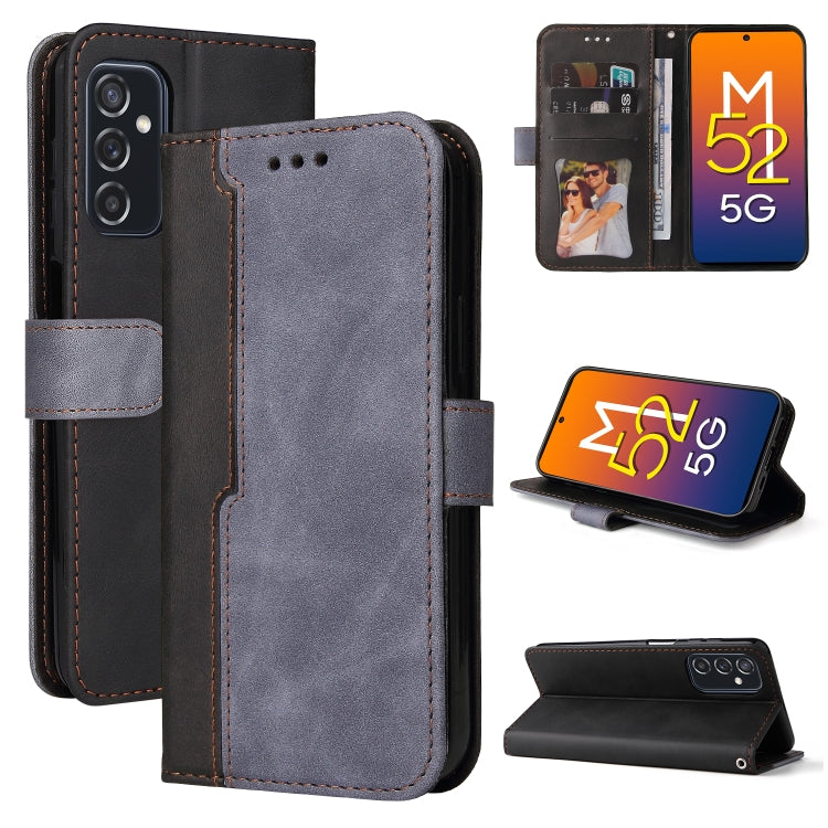 For Samsung Galaxy M52 5G Business Stitching-Color Horizontal Flip PU Leather Phone Case