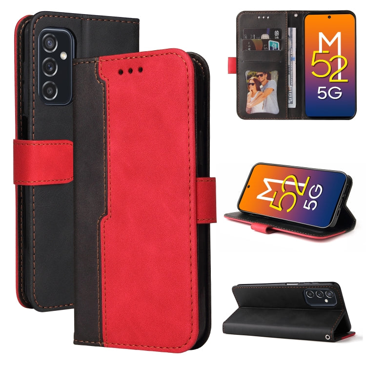 For Samsung Galaxy M52 5G Business Stitching-Color Horizontal Flip PU Leather Phone Case