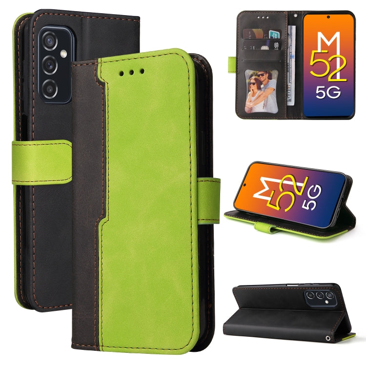 For Samsung Galaxy M52 5G Business Stitching-Color Horizontal Flip PU Leather Phone Case