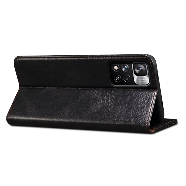 For Xiaomi Redmi Note 11 Oil Wax Texture Flip Leather Phone Case with Card Slots & Wallet