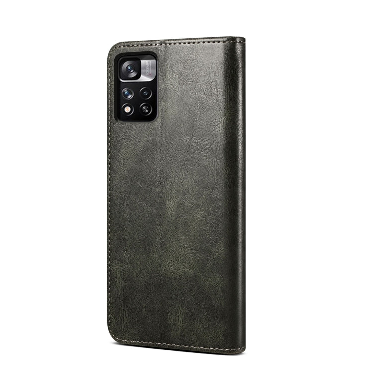 For Xiaomi Redmi Note 11 Oil Wax Texture Flip Leather Phone Case with Card Slots & Wallet