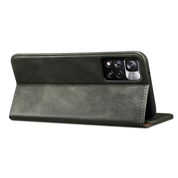 For Xiaomi Redmi Note 11 Oil Wax Texture Flip Leather Phone Case with Card Slots & Wallet
