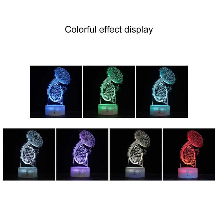 YQ03 Crack Base Musical Instrument Series Creative 3D Colorful LED Decorative Night Light, USB with Touch Button Version