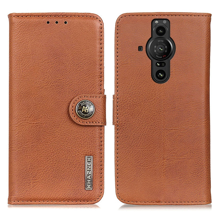 For Sony Xperia Pro-I KHAZNEH Cowhide Texture Horizontal Flip Leather Phone Case with Holder & Card Slots & Wallet