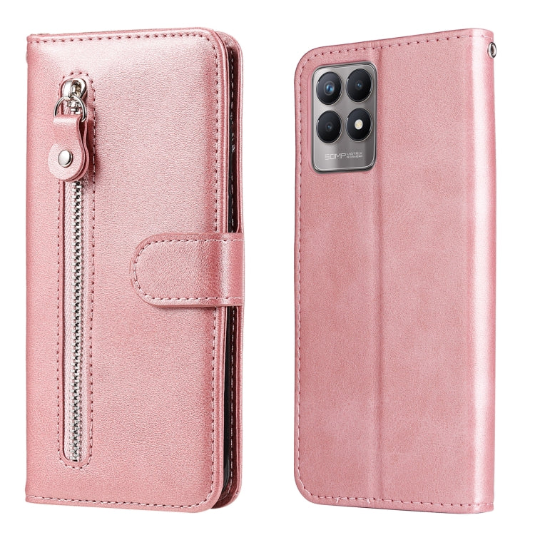 For OPPO Realme 8i Calf Texture Zipper Horizontal Flip Leather Phone Case