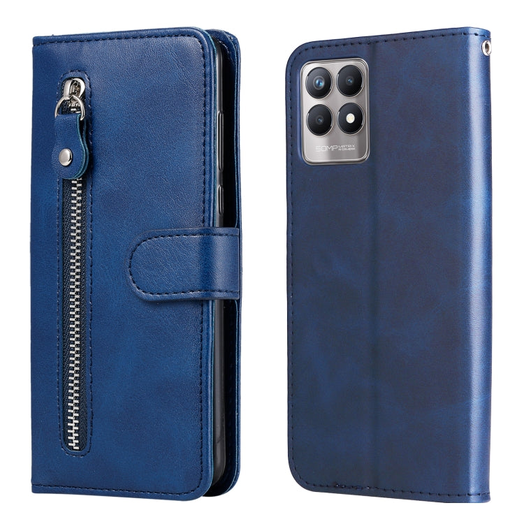 For OPPO Realme 8i Calf Texture Zipper Horizontal Flip Leather Phone Case