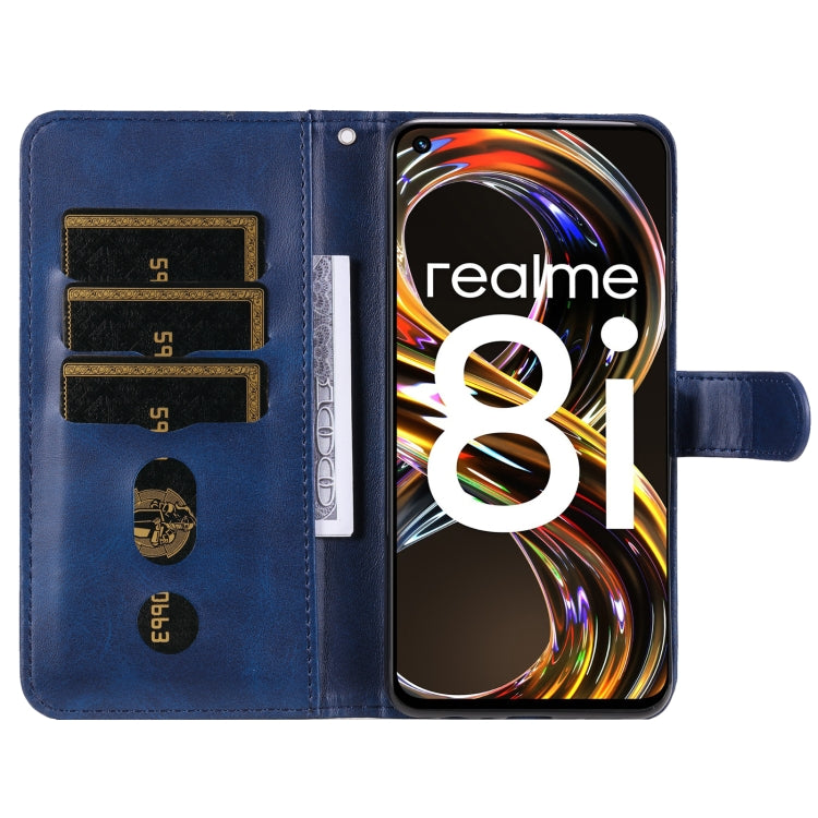 For OPPO Realme 8i Calf Texture Zipper Horizontal Flip Leather Phone Case