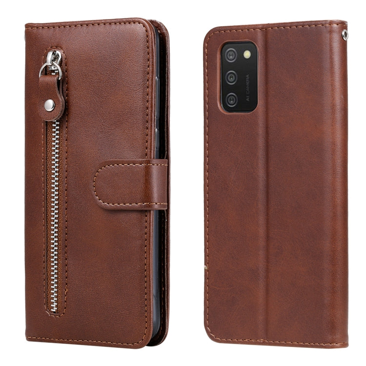 For Samsung Galaxy A03S 164mm Calf Texture Zipper Horizontal Flip Leather Phone Case
