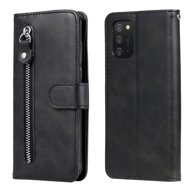 For Samsung Galaxy A03S 164mm Calf Texture Zipper Horizontal Flip Leather Phone Case
