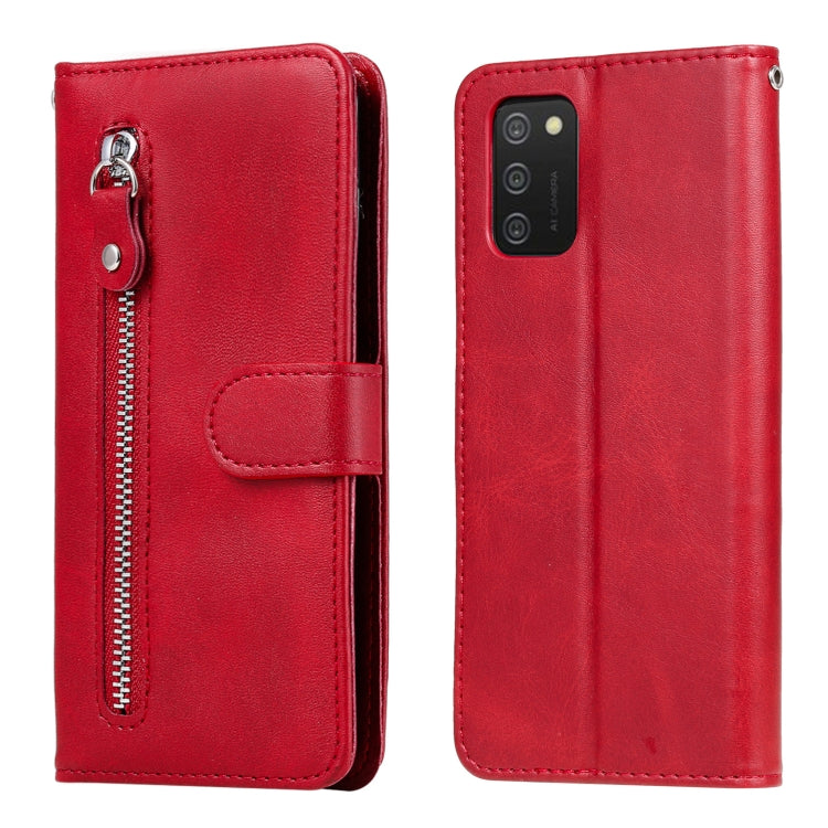 For Samsung Galaxy A03S 164mm Calf Texture Zipper Horizontal Flip Leather Phone Case