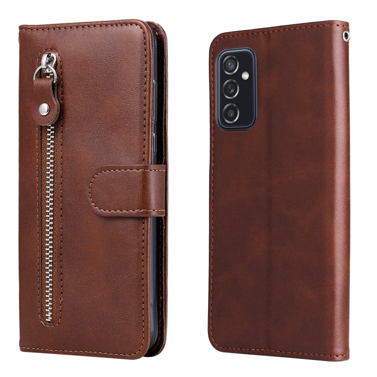 For Samsung Galaxy M52 5G Calf Texture Zipper Horizontal Flip Leather Phone Case