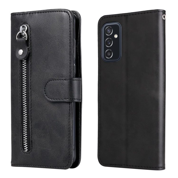 For Samsung Galaxy M52 5G Calf Texture Zipper Horizontal Flip Leather Phone Case