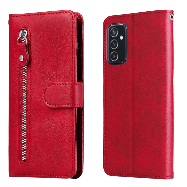 For Samsung Galaxy M52 5G Calf Texture Zipper Horizontal Flip Leather Phone Case