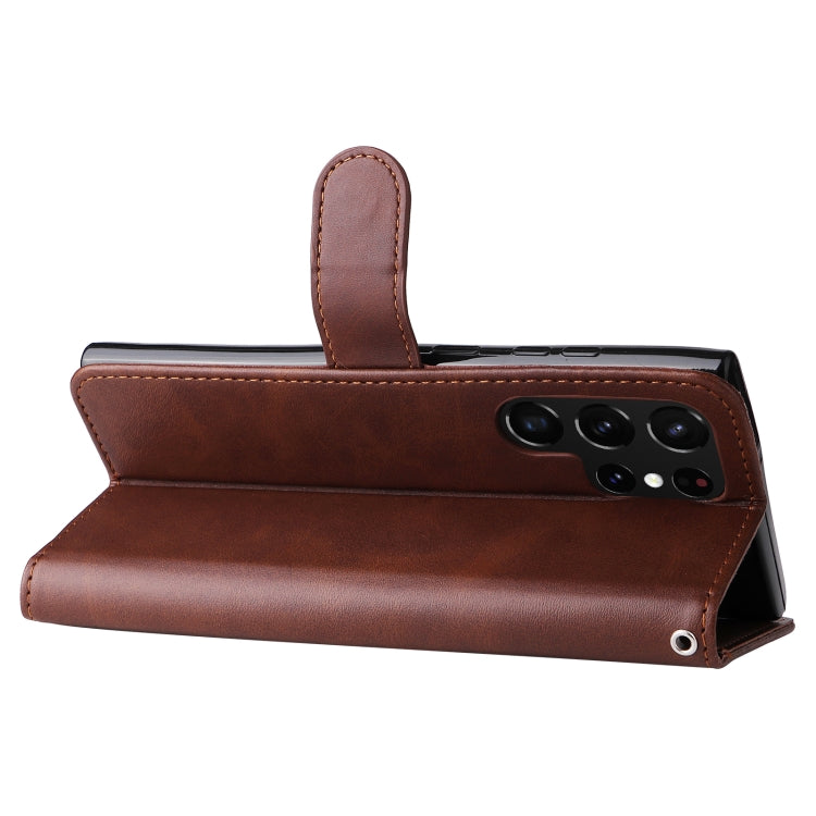 For Samsung Galaxy S22 Ultra 5G Calf Texture Zipper Horizontal Flip Leather Phone Case