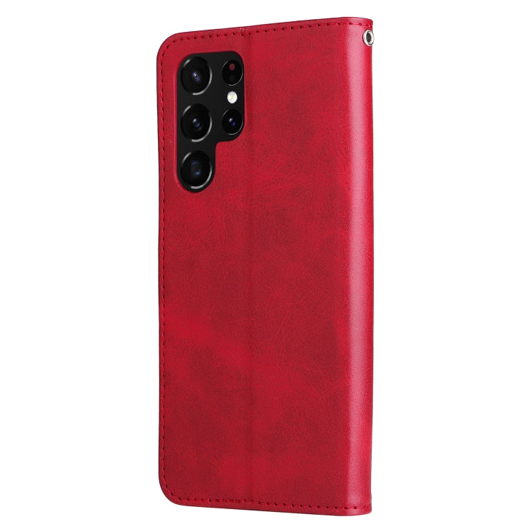For Samsung Galaxy S22 Ultra 5G Calf Texture Zipper Horizontal Flip Leather Phone Case
